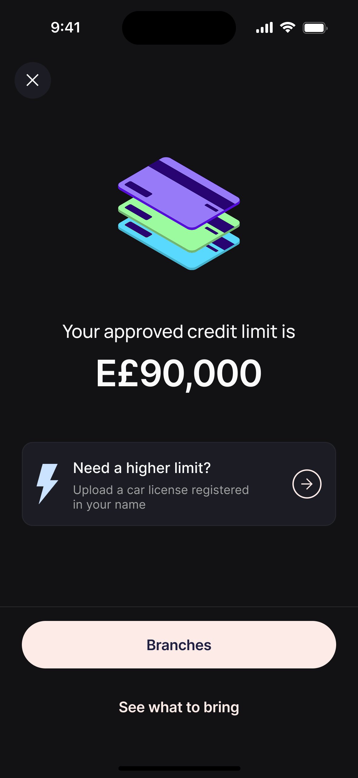 Approved credit limit