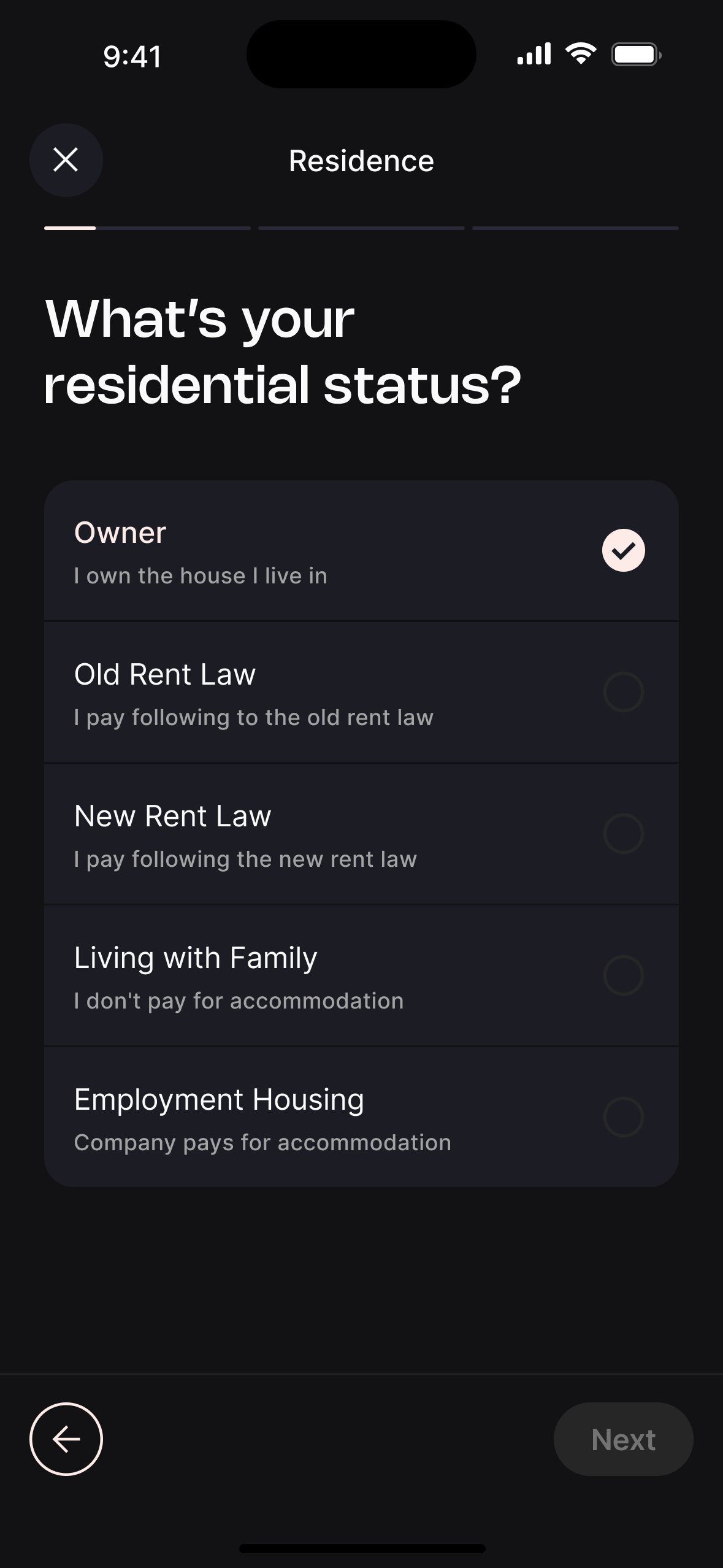 Residential status